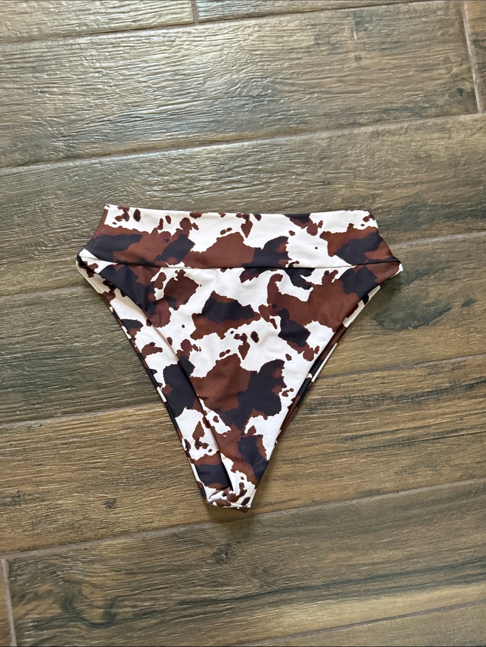 Skatie Brown and Cream Cow Print Bikini Bottoms